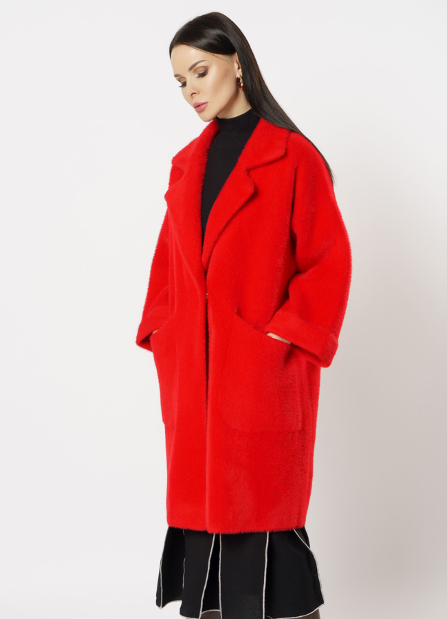 Красное пальто модель № 1116 универмаг малина