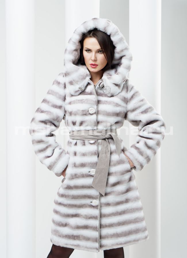 Шуба мутон, цвет светло-серый модель № S-169 в рассрочку