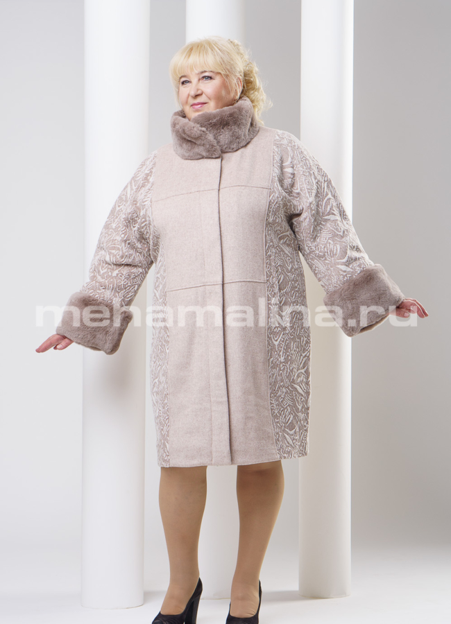 Пальто женское, демисезонное модель № BP-22 меха малина