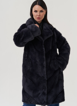 Шуба в цвете графит с английским воротником