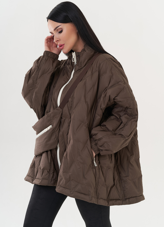 Женская куртка оверсайз в коричневом цвете модель № 26668 универмаг малина
