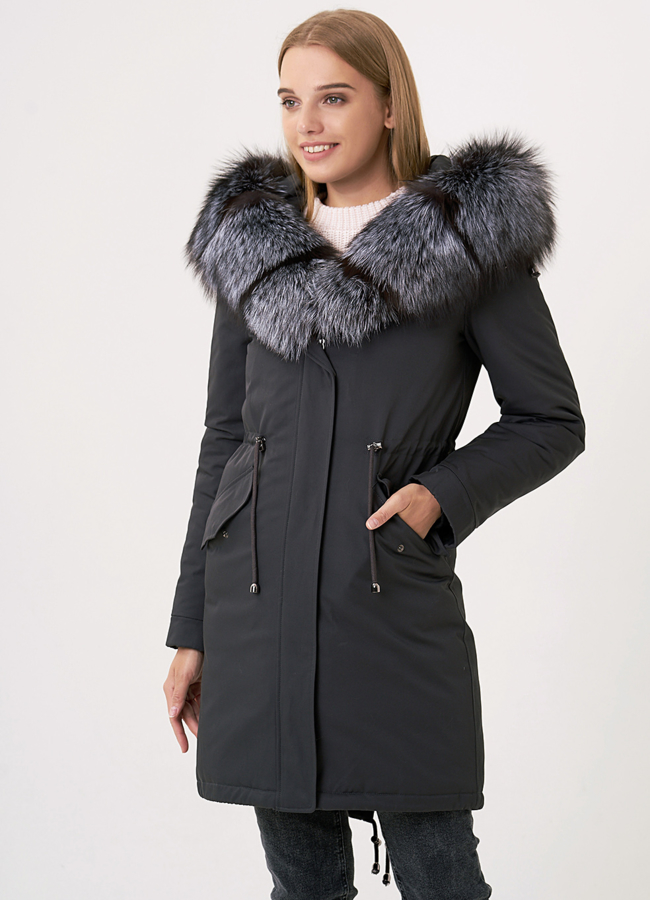 Парка с мехом чернобурки модель № 21806 универмаг малина