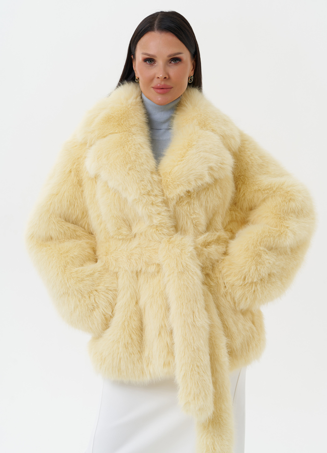 Шуба из экомеха под песца модель № 1345 универмаг малина