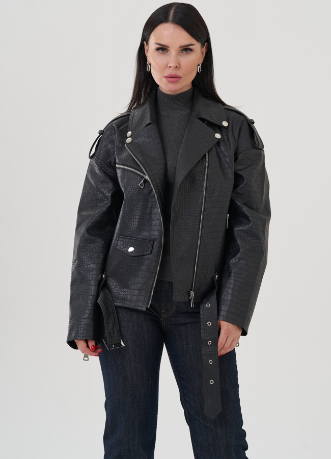 Куртка из эко кожи черного цвета модель № 24909 универмаг малина