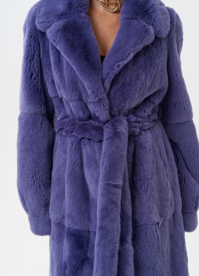 Шуба из меха кролика с английским воротником  модель № 28136 универмаг малина