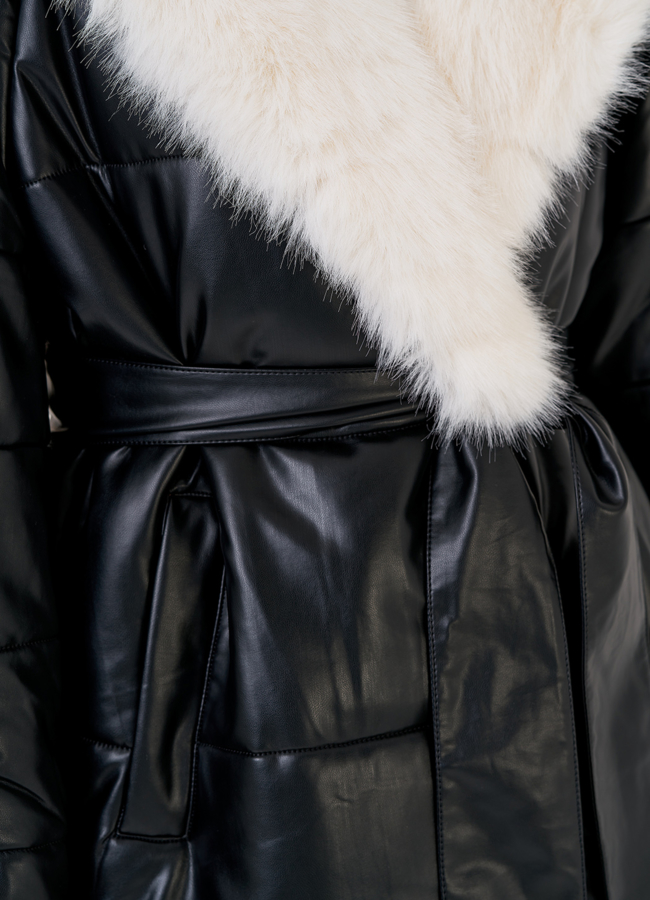 Женский эко пуховик с поясом Malina Siberian модель № 23364 универмаг малина