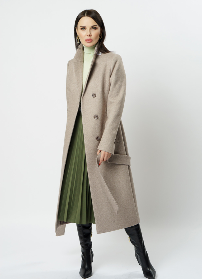 Приталенное пальто с английским воротником модель № 19104 универмаг малина