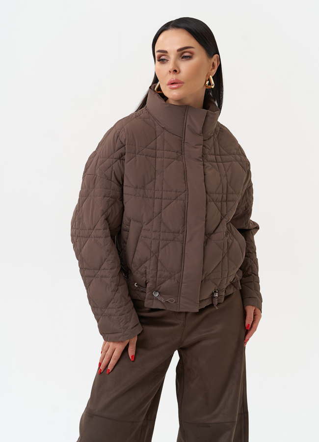 Короткая куртка с воротником стойкой модель № 30032 меха малина