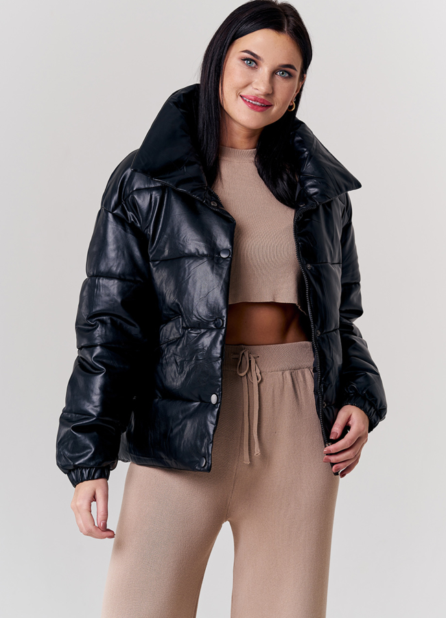 Куртка из эко кожи в черном цвете модель № 21826 универмаг малина