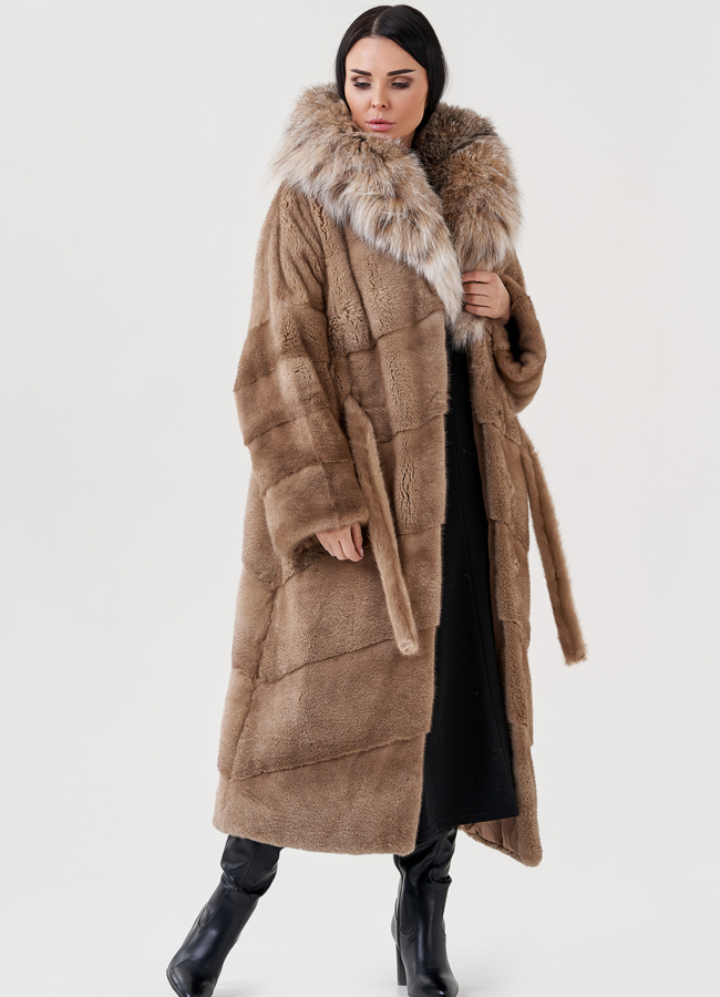 Норковая шуба с рысью модель № 23079 универмаг малина