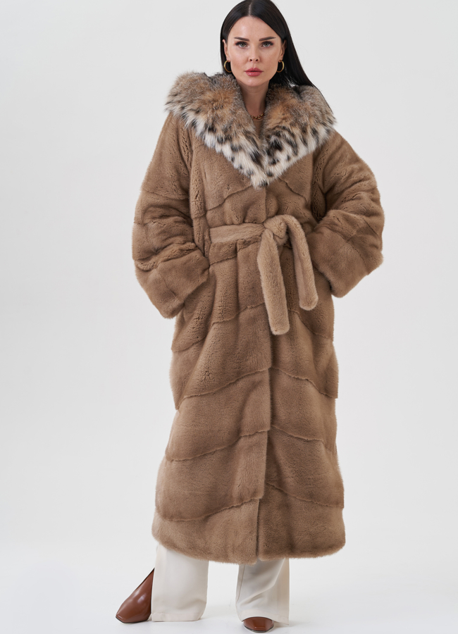 Норковая шуба с рысью модель № 24676 универмаг малина