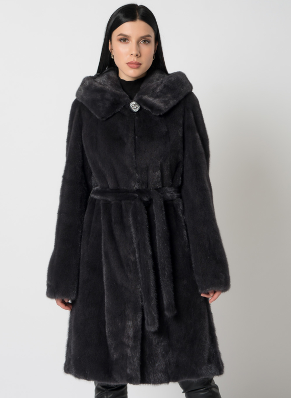 Норковая шуба с поясом