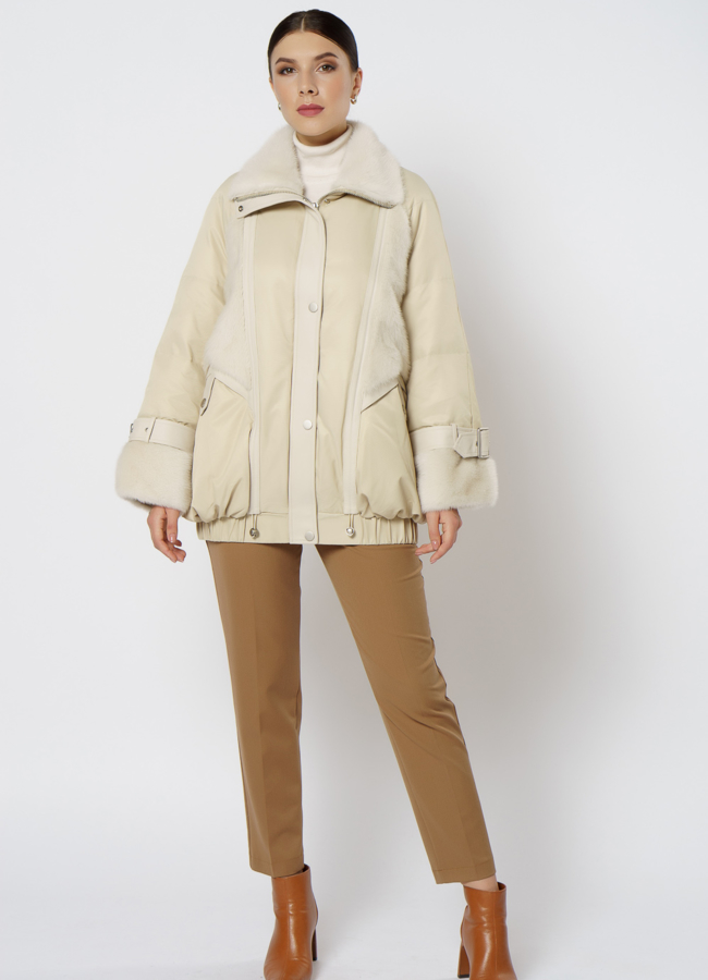 фото Женский пуховик с норкой модель № 20-078