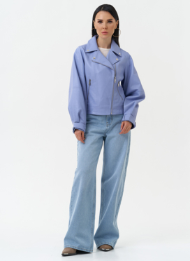 Куртка косуха из эко кожи голубого цвета