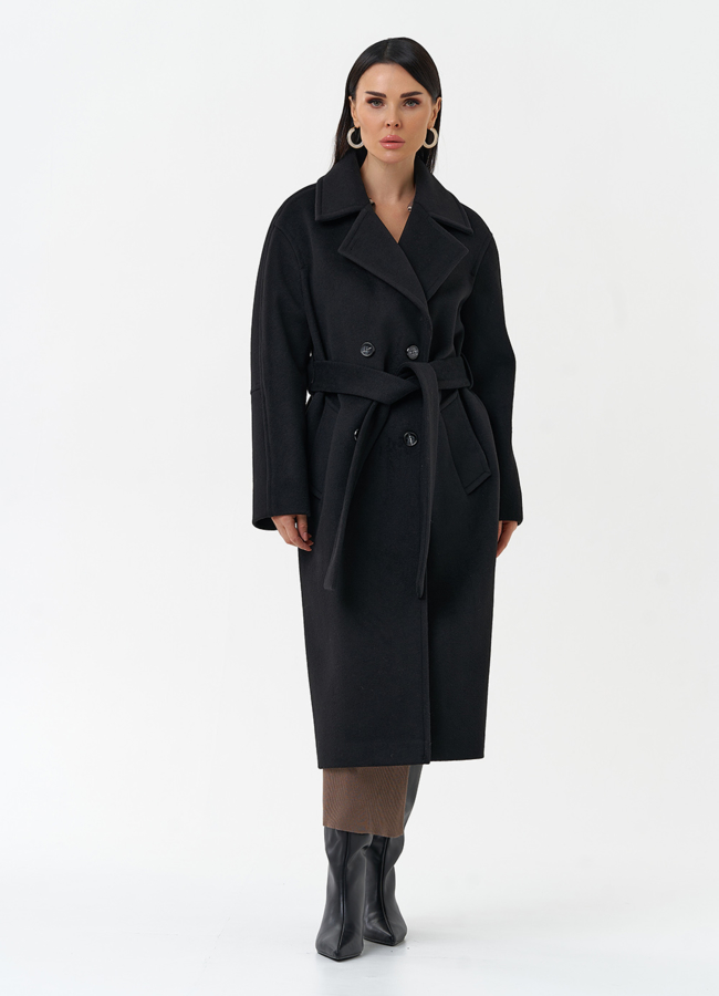 фото Двубортное женское пальто  с английским воротником модель № 28677