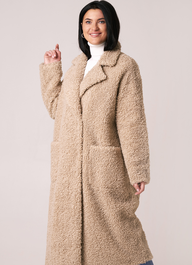 Пальто из овечьей шерсти бежевого цвета модель № 1983 универмаг малина