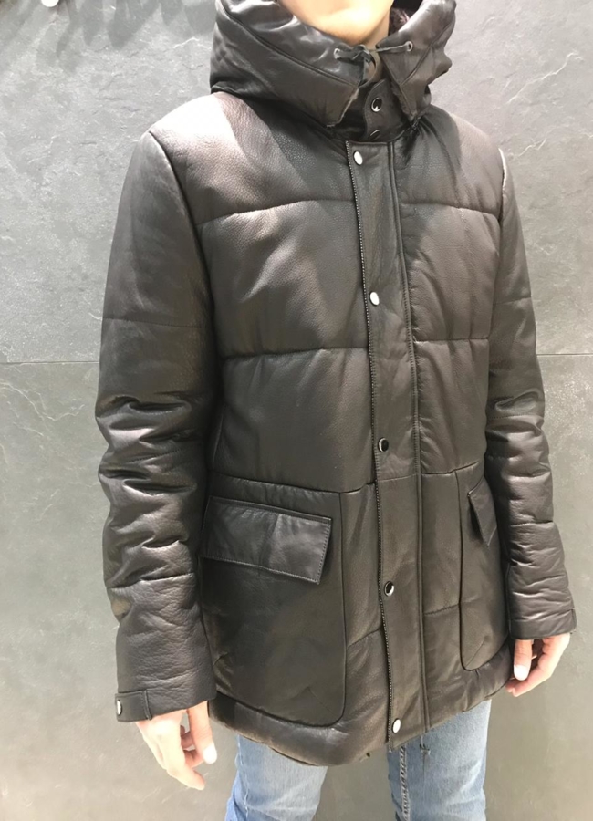 Кожаный пуховик модель № 9790 универмаг малина