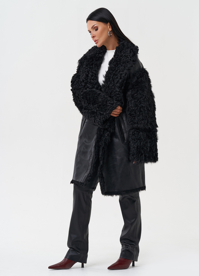 Двухсторонняя дубленка с овчиной тиградо модель № 28423 универмаг малина