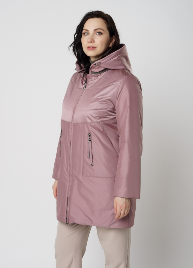 Полупальто женское розового цвета модель № 2001 в кредит