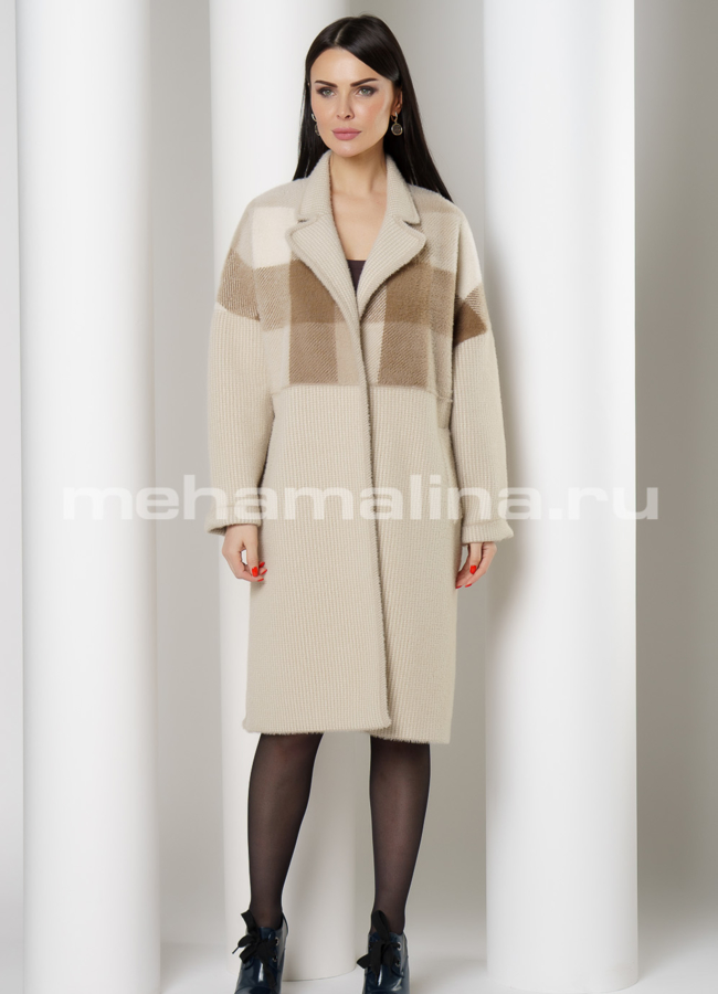 фото Пальто прямого силуэта с накладными карманами модель № 210