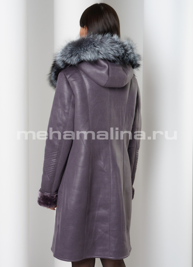 Дубленка эко с отделкой из чернобурки модель № 1806 в рассрочку