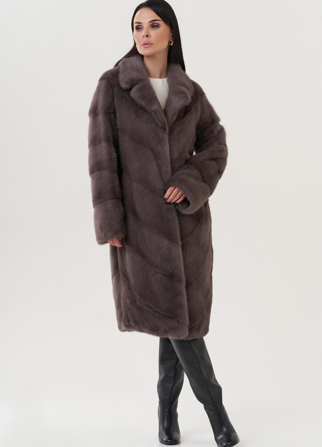 Норковая шуба с английским воротником  модель № 26018 универмаг малина