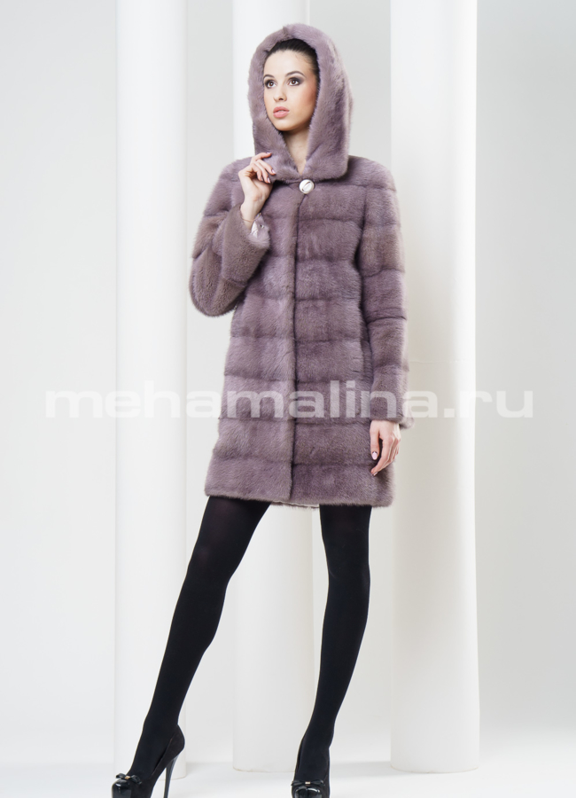 Шуба норка, поперечка, цвет лаванда модель № S-337 в рассрочку