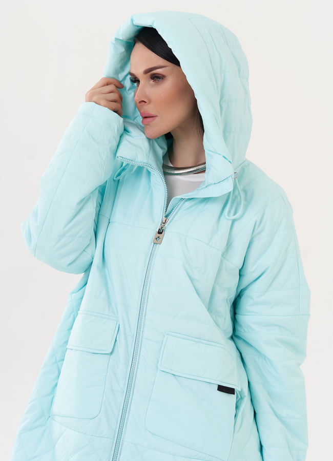 Пуховик с капюшоном голубого цвета модель № 26975 универмаг малина