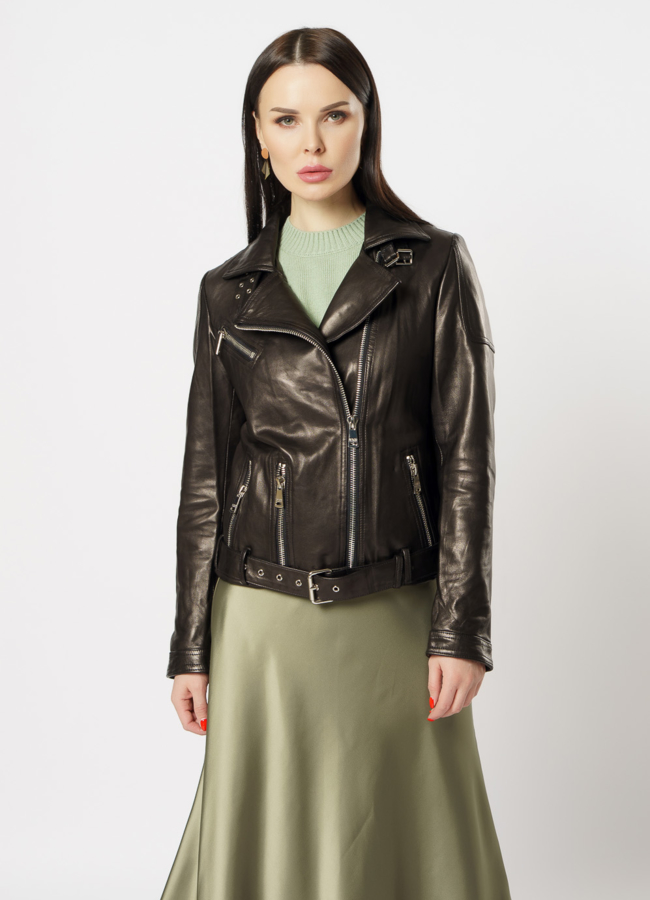 Кожаная куртка черного цвета модель № 10619 универмаг малина Кожаная куртка черного цвета модель № 10619 универмаг малина