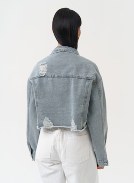 Женская укороченная джинсовая куртка