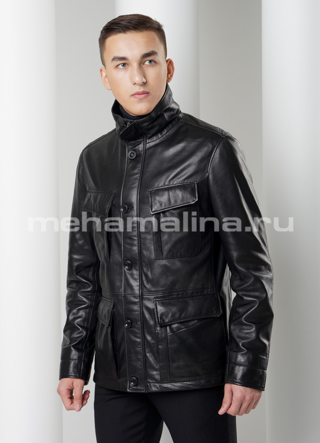 Куртка из натуральной кожи модель № KP-181 меха малина