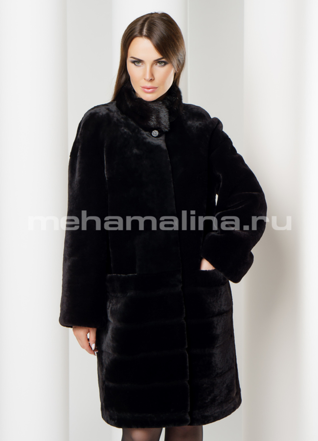 Шуба со стойкой модель № S-611 универмаг малина