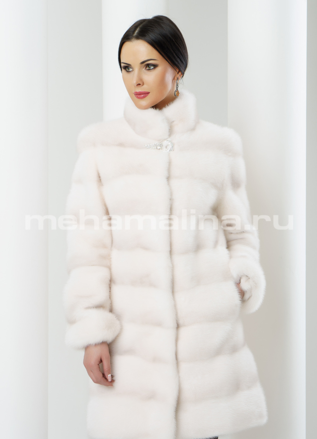 Норковая шуба модель № S-378 меха малина