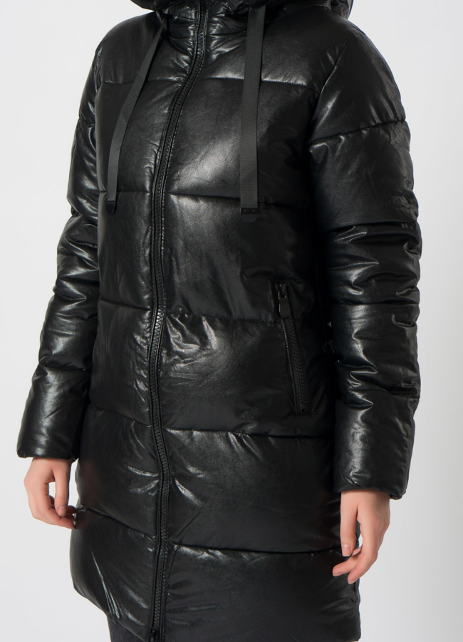 Пуховик из эко кожи модель № 2123-1 в рассрочку