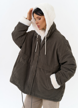 Женская утепленная куртка с отделкой из эко меха