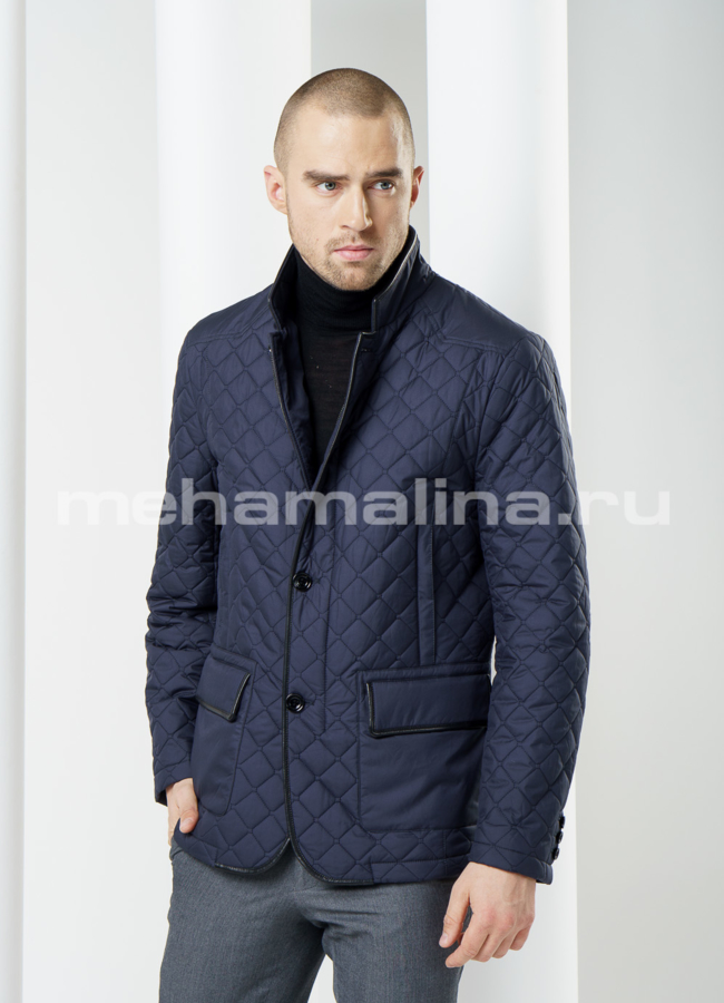 Куртка мужская, стеганая модель № KP-103 меха малина