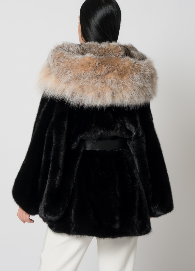 Шуба из скандинавской норки с рысью модель № 1405 в кредит