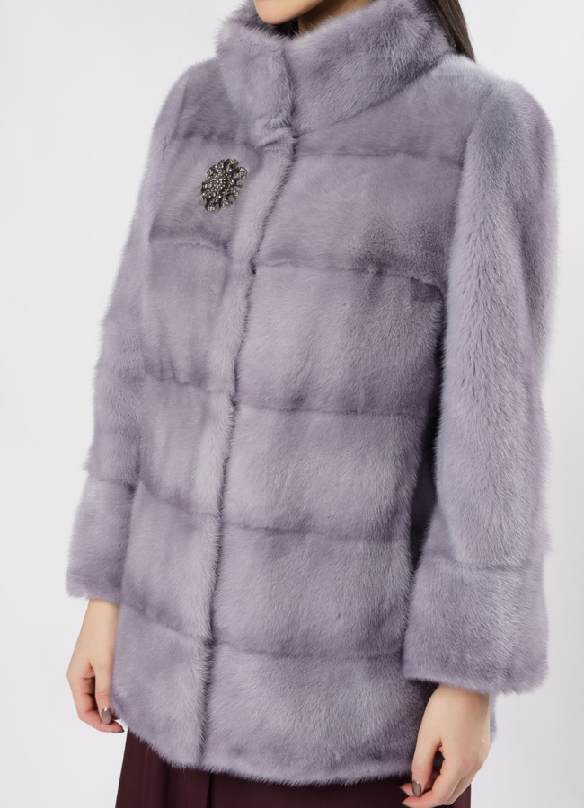 Укороченная норковая шуба голубого цвета модель № S-870 универмаг малина