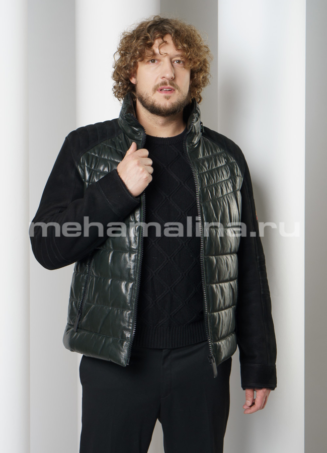 Куртка на молнии воротник стойка  модель № ПМ-106 меха малина