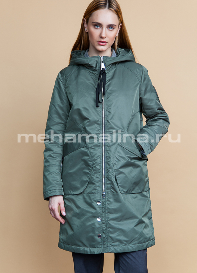 Весенняя женская куртка модель № PK-22 меха малина