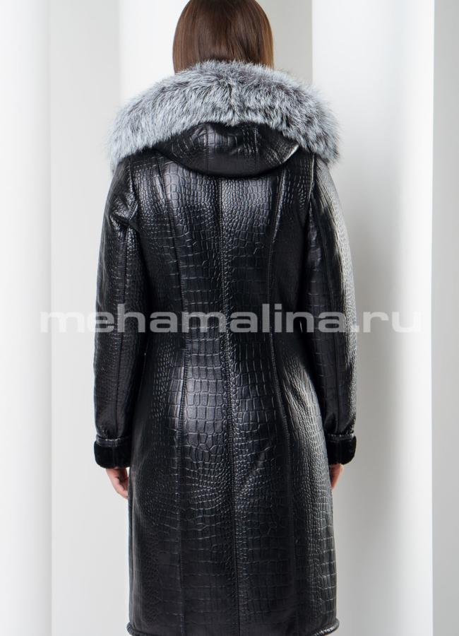Дубленка с натуральной чернобуркой модель № D-182/1 в кредит