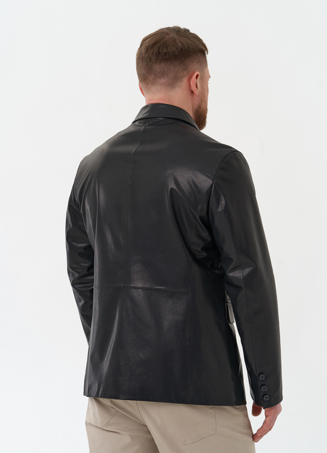 фото Мужской пиджак из натуральной кожи модель № 30072 фото Мужской пиджак из натуральной кожи модель № 30072