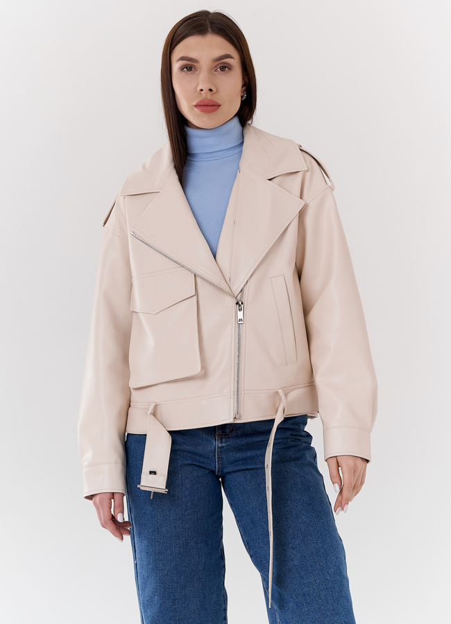 Куртка из эко кожи на утеплителе с натуральным мехом модель № 2273 универмаг малина