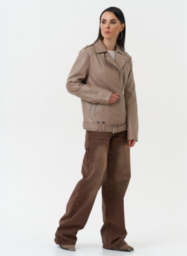 Куртка косуха из эко кожи бежевого цвета