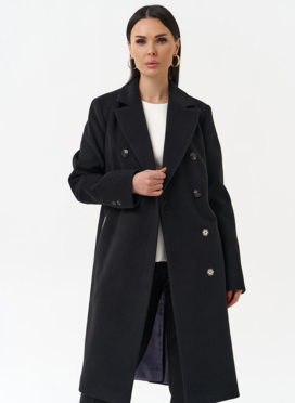 Женское двубортное пальто с поясом