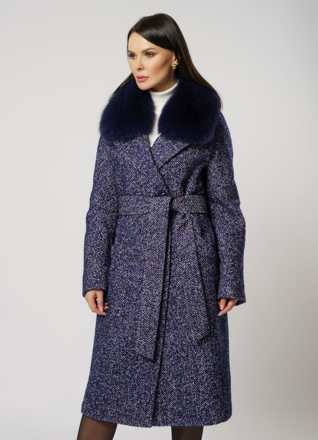 Пальто с мехом модель № 17758 меха малина