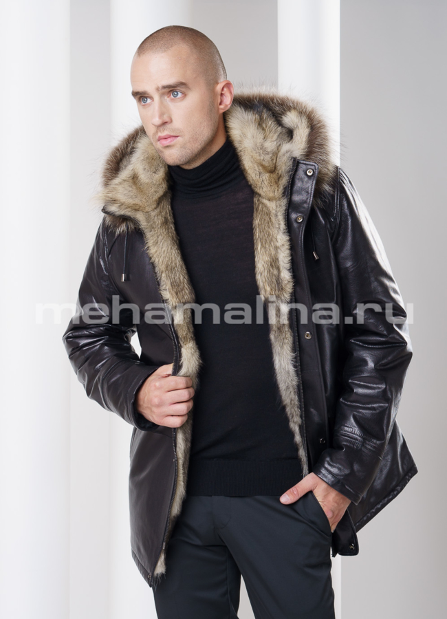 Дубленка на волке со съемным капюшоном модель № DM-83 универмаг малина