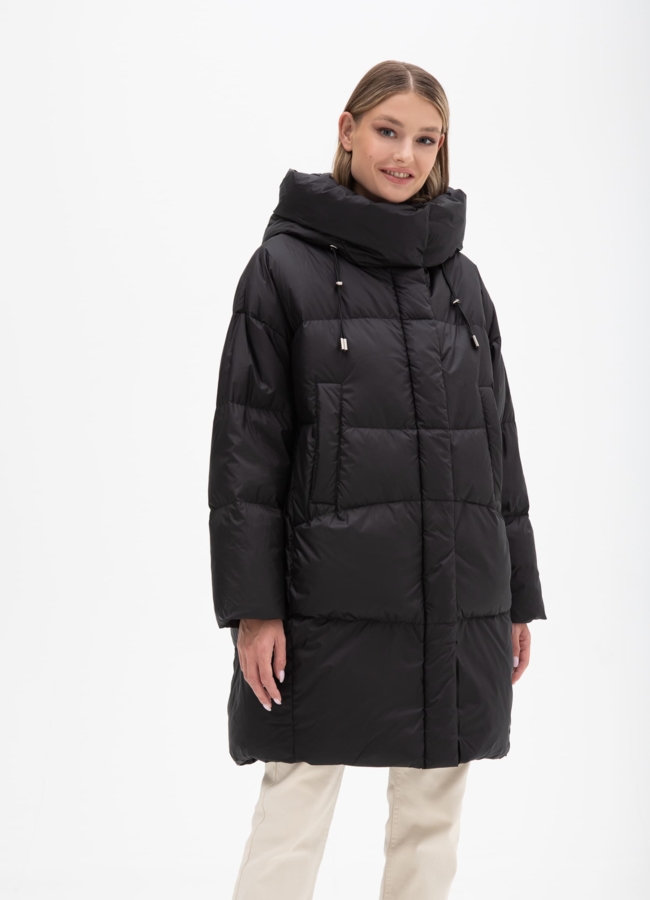 Пуховик женский с капюшоном  модель № 25764 меха малина