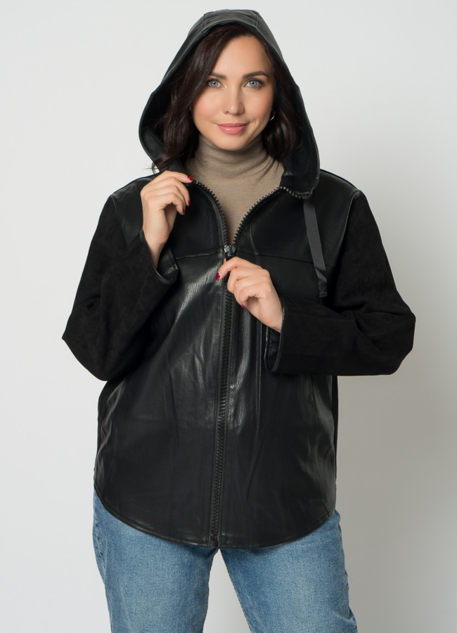 Куртка из эко кожи в черном цвете модель № 20677 универмаг малина