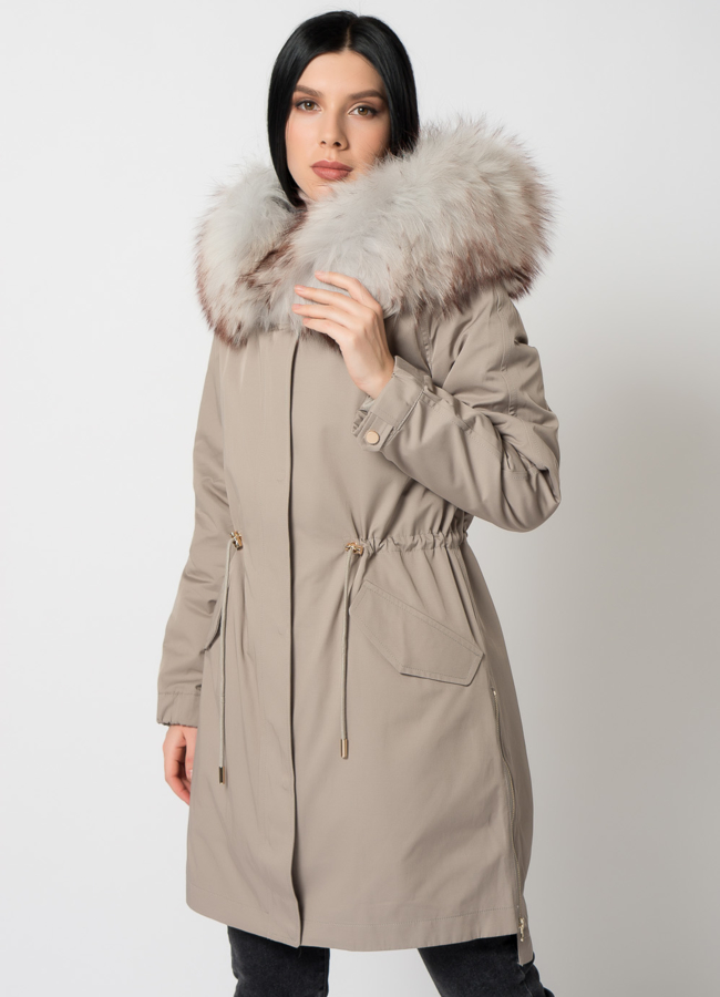 Женская парка с енотом модель № 18066 универмаг малина